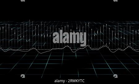 Data chart 3D. Big Data Information flow mesh design. Financial technological concept. Hi-tech information flow, blockchain, bigdata visualization. Bu Stock Photo