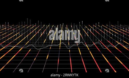Data chart 3D. Big Data Information flow mesh design. Financial technological concept. Hi-tech information flow, blockchain, bigdata visualization. Bu Stock Photo