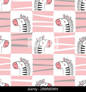 Seamless childish pattern with cute zebras. Vector kids print for textile Stock Vector