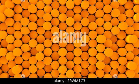 Pattern abstract background studio cylinders Orange autumn. 3D rendering. Stock Photo