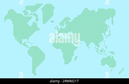 Simplified world map drawn with round dots. Vector illustration. Stock Vector