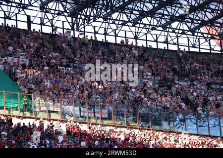 Milano, Italy. 19th Sep, 2023. Supporters of Newcastle United Fc are seen during during the UEFA Champions League match between AC Milan and Newcastle United FC at Stadio Giuseppe Meazza on September 19, 2023 in Milan, Italy. Credit: Marco Canoniero/Alamy Live News Stock Photo