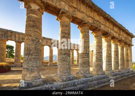 The Doric temple of Segesta. The archaeological site at Sicily, Italy, Europe. Stock Photo