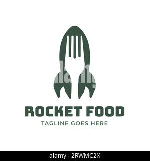 Space Rocket with Fork for Fast Food Delivery Service Logo Design Fork Symbol vector illustration fork Stock Vector