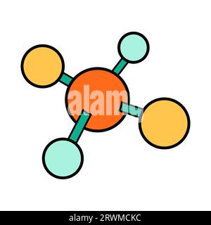 Science school molecular structure education icon. Chemistry and physics laboratory cartoon symbol of molecule. Bold bright geometric model. Vector Stock Vector