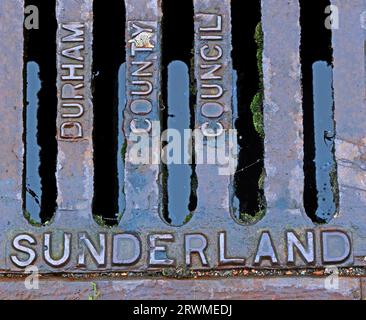 Durham County Council street grid made in Sunderland, North East England, UK, SR1 3HW  - Home of the Mackems Stock Photo
