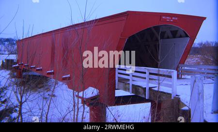 The Holliwell Bridge, a covered bridge made famous in The Bridges of Madison County. Stock Photo