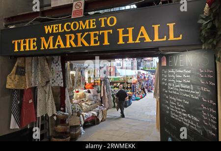 Durham city market hall entrance, Durham Market Hall, Market Place, Durham, DH1 3NJ Stock Photo