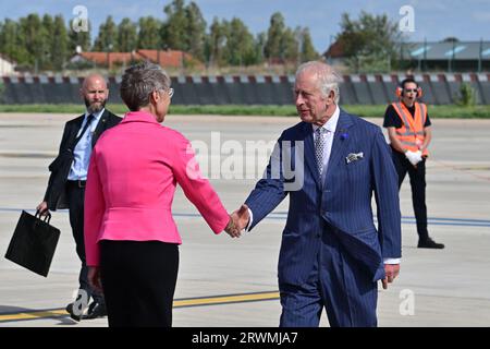 Britain's King Charles III greets Kristin Scott Thomas, left, and Christian  Louboutin, as he attends the Animal Ball at Lancaster House, in London,  Wednesday, June 28, 2023, to mark the 20th anniversary