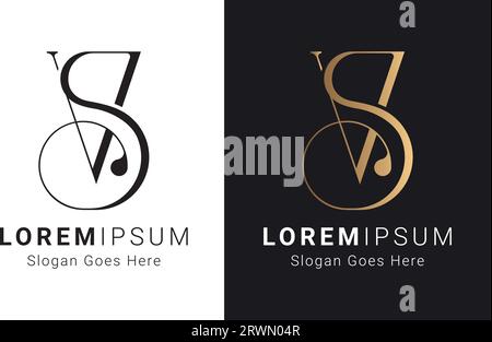 Luxury Initial Letter SV or VS Monogram Text Letter Logo Design Stock Vector