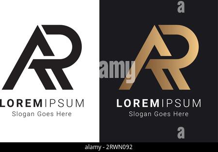 Luxury Initial Letter AR or RA Monogram Text Letter Logo Design Stock Vector