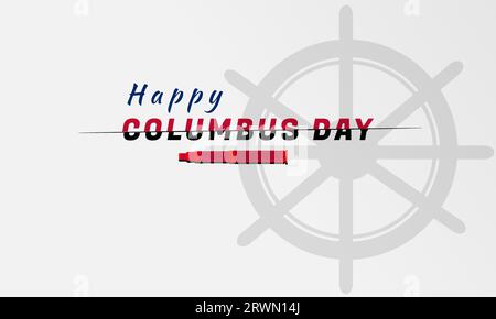 Holiday greeting card design. Happy columbus day background template with slice text effect. Vector illustration. Suitable for banner, wallpaper, sign Stock Vector