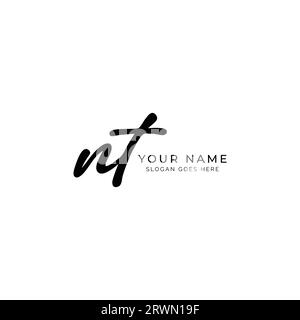 N, T, NT Initial letter handwritten and signature vector image logo Stock Vector