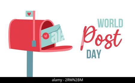 Post Day banner with post box mail box design vector illustration, World Post Day Stock Vector