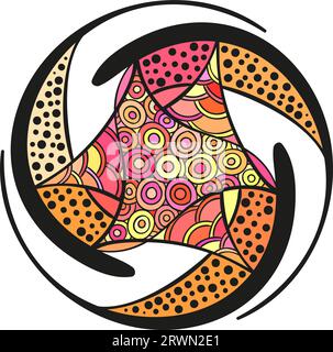 Abstract round ornament, Hand drawn colorful isolated design element, Vector illustration Stock Vector
