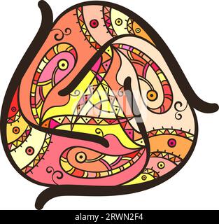 Abstract triangular ornament, Hand drawn colorful isolated design element, Vector illustration Stock Vector
