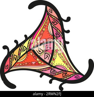 Abstract triangular ornament, Hand drawn colorful isolated design element, Vector illustration Stock Vector
