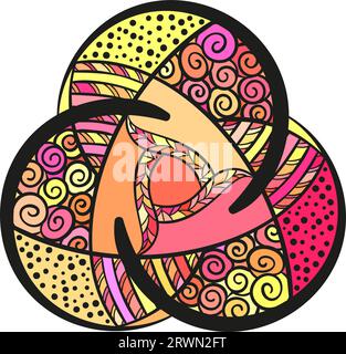 Abstract triangular ornament, Hand drawn colorful isolated design element, Vector illustration Stock Vector