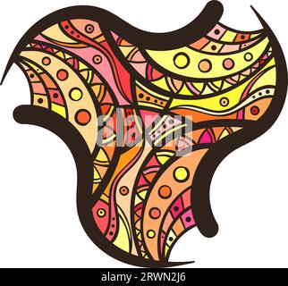 Abstract triangular ornament, Hand drawn colorful isolated design element, Vector illustration Stock Vector