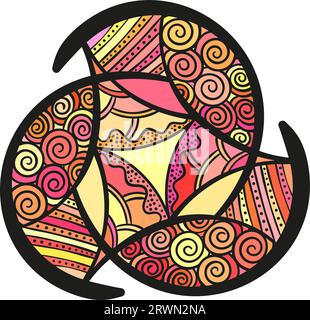 Abstract triangular ornament, Hand drawn colorful isolated design element, Vector illustration Stock Vector