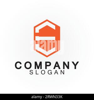 Abstract linear letter initial E shield logo icon design Stock Vector
