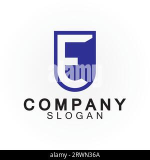 Abstract linear letter initial E shield logo icon design Stock Vector