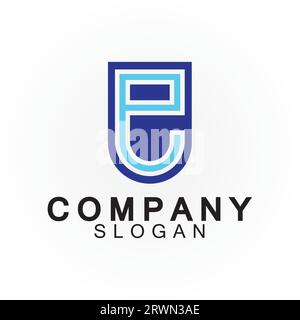 Abstract linear letter initial E shield logo icon design Stock Vector
