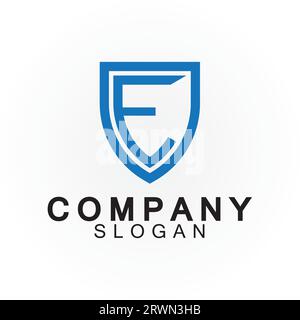 Abstract linear letter initial E shield logo icon design Stock Vector