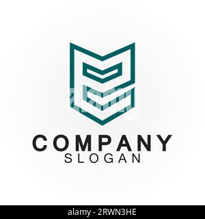 Abstract linear letter initial E shield logo icon design Stock Vector