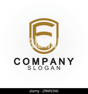 Abstract linear letter initial E shield logo icon design Stock Vector