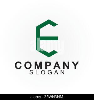 Abstract linear letter initial E shield logo icon design Stock Vector
