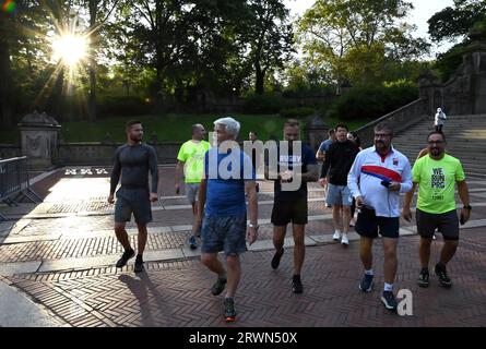 Central Park, New York. 20th Sep, 2023. Czech President Petr Pavel, 3rd from left, made his stay in New York more enjoyable with a morning run in Central Park, New York, USA, September 20, 2023. Petr Pavel leads Czech delegation to attend UN General Assembly in New York. Credit: Lenka Penkalova/CTK Photo/Alamy Live News Stock Photo
