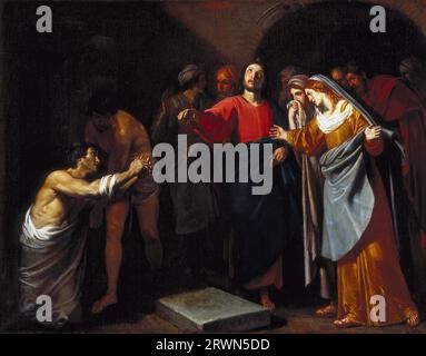 Andrea Vaccaro – The Raising of Lazarus 1640. Stock Photo