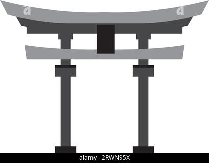 Simple monochromatic flat drawing of the SHINTO SHRINE, JAPAN Stock Vector