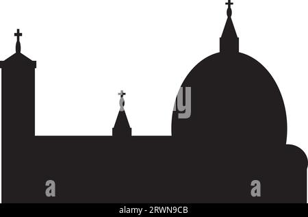 Simple black flat drawing of the CATHEDRAL OF SANTA MARIA DEL FIORE, FLORENCE Stock Vector
