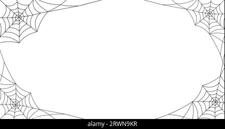 Black cobweb frame isolated on a white background. Vector illustration Stock Vector