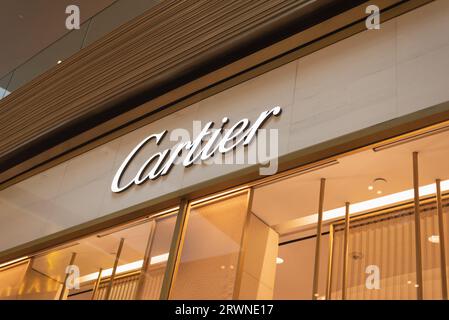 Bangkok, Thailand - September 2, 2023: exterior of Cartier store at Iconsiam shopping mall. Stock Photo