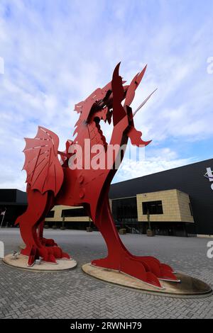 The Welsh dragon at the Celtic Manor International Conference Centre, Newport, Wales, UK Stock Photo