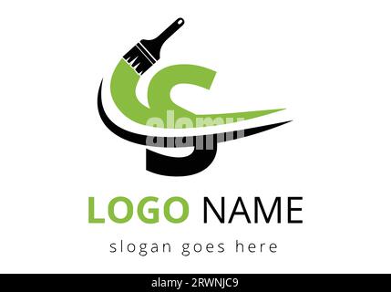 Letter S paint brush logo design template. Initial Paint Sign Concept Template Stock Vector