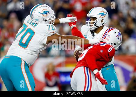 Miami Dolphins offensive tackle Kendall Lamm (70) warms up before an NFL  preseason football game against the Houston Texans, Saturday, Aug. 19,  2023, in Houston. (AP Photo/Tyler Kaufman Stock Photo - Alamy