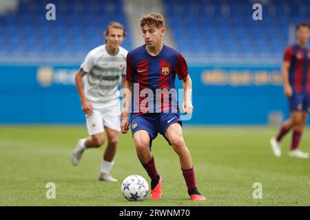 Sant Joan Despi, Spain. 19th Sep, 2023. Pau Prim (Barcelona) Football/Soccer : UEFA Youth League Group H match between FC Barcelona Juvenil A 2-1 Royal Antwerp FC U19 at the Estadi Johan Cruyff in Sant Joan Despi, Spain . Credit: Mutsu Kawamori/AFLO/Alamy Live News Stock Photo