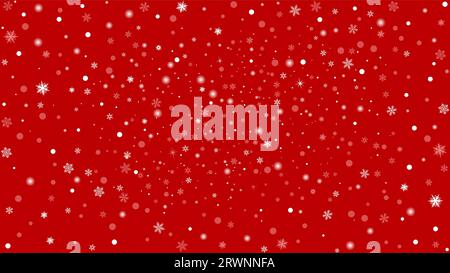 Winter cartoon red background with white snowflakes. Stock Vector