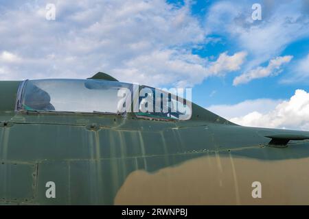Old Soviet-made camouflage Mig-21 fighter jet Stock Photo