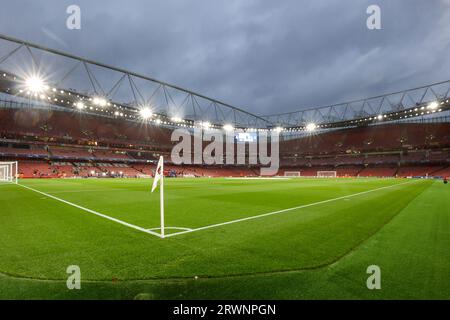 London, UK. 20th Sep, 2023. LONDON, UNITED KINGDOM - SEPTEMBER 20: Emirates Stadium before during the UEFA Champions League Group B match between Arsenal and PSV at Emirates Stadion on September 20, 2023 in London, United Kingdom. (Photo by Hans van der Valk/Orange Pictures) Credit: Orange Pics BV/Alamy Live News Stock Photo