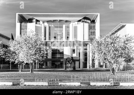 BERLIN, GERMANY - OCT 27, 2014: German Chancellery (Bundeskanzleramt) is a federal agency serving the executive office of the Chancellor in Berlin, Ge Stock Photo