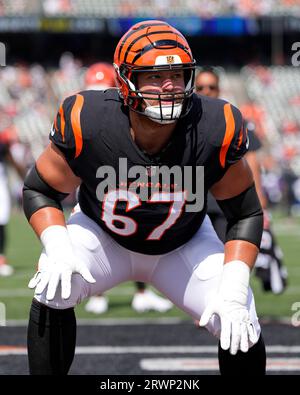 Cincinnati Bengals offensive tackle Cordell Volson (67) in action during  the first half of a NFL football game against the Baltimore Ravens, Sunday,  Oct. 9, 2022, in Baltimore. (AP Photo/Terrance Williams Stock