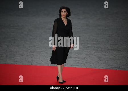 French Culture Minister Rima Abdul-Malak attending the State Banquet at the Palace of Versailles, Paris, during the state visit to France. Picture date: Wednesday September 20, 2023. Stock Photo