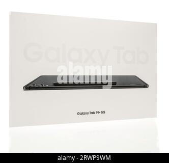 Winneconne, WI - 10 September 2023:  A package of Galaxy tablet S9+ 5G tablet on an isolated background Stock Photo