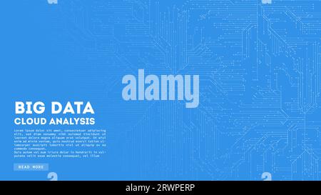 Big Data cloud computing. Blockchain visualiztion. Cirquit board abstract pattern Stock Vector