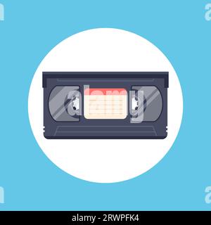 old video cassette from the 90s. flat vector illustration. Stock Vector